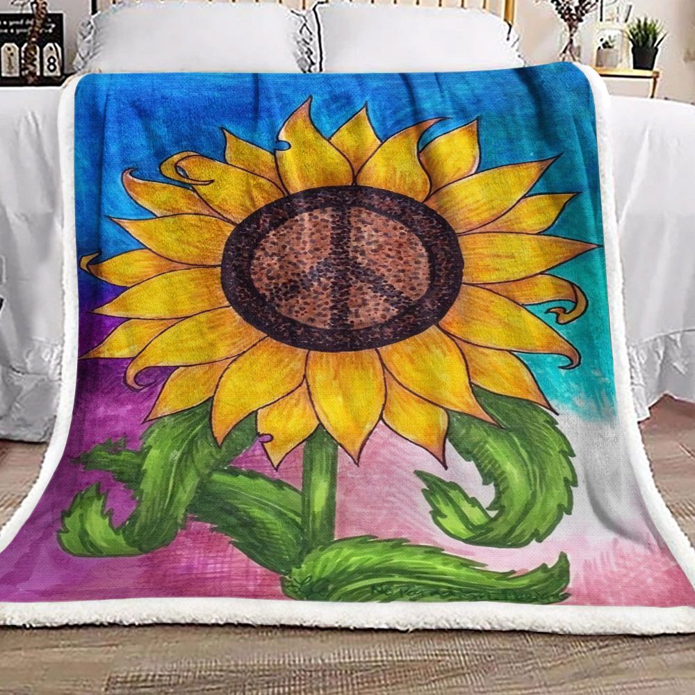 Sunflower Hippie Sherpa Fleece Blanket