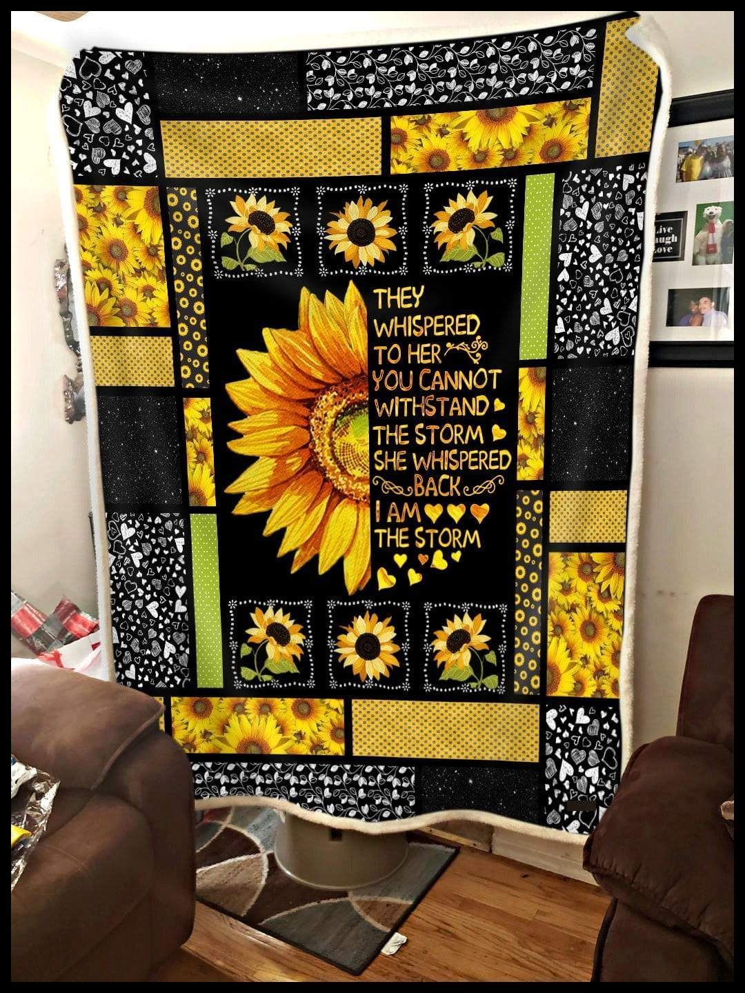 Sunflower Hippie I Am The Storm Sherpa Fleece Blanket