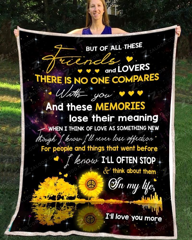 Sunflower Hippie I Will Love You More Sherpa Fleece Blanket