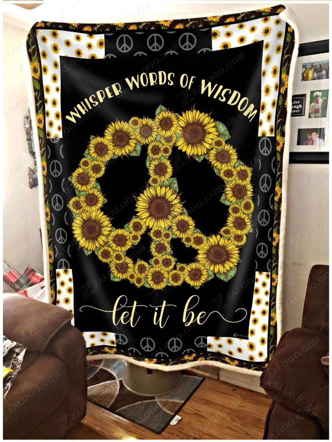 Sunflower Hippie Let It Be Sherpa Fleece Blanket