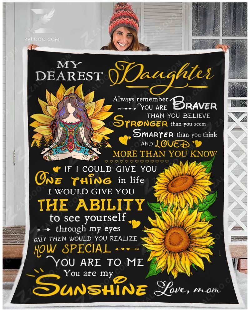 Sunflower Hippie My Dearest Daughter You Are My Sunshine Sherpa Fleece Blanket