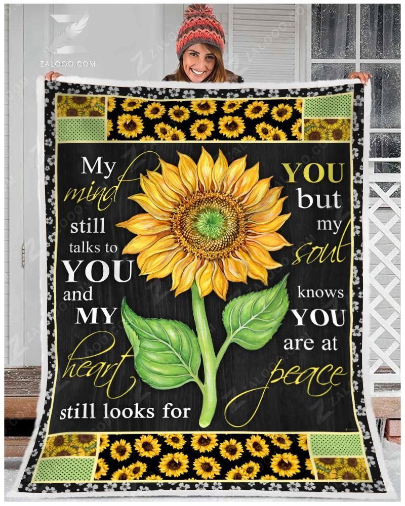 Sunflower Hippie My Mind Still Talks To You Sherpa Fleece Blanket