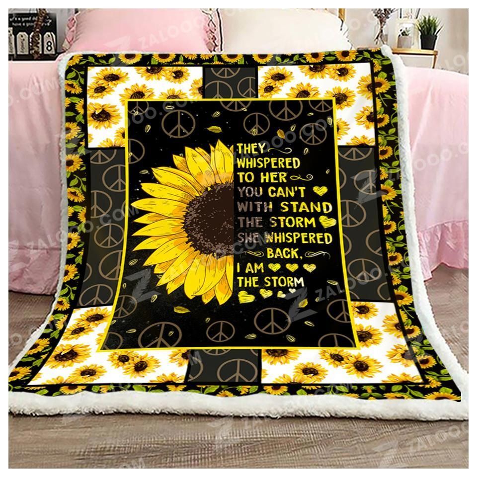 Sunflower Hippie They Whispered Sherpa Fleece Blanket