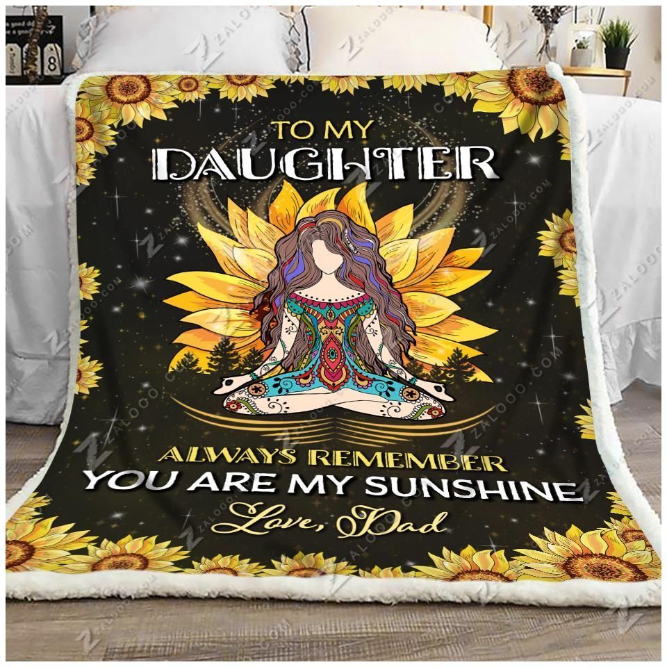 Sunflower Hippie To My Daughter Love Dad Sherpa Fleece Blanket