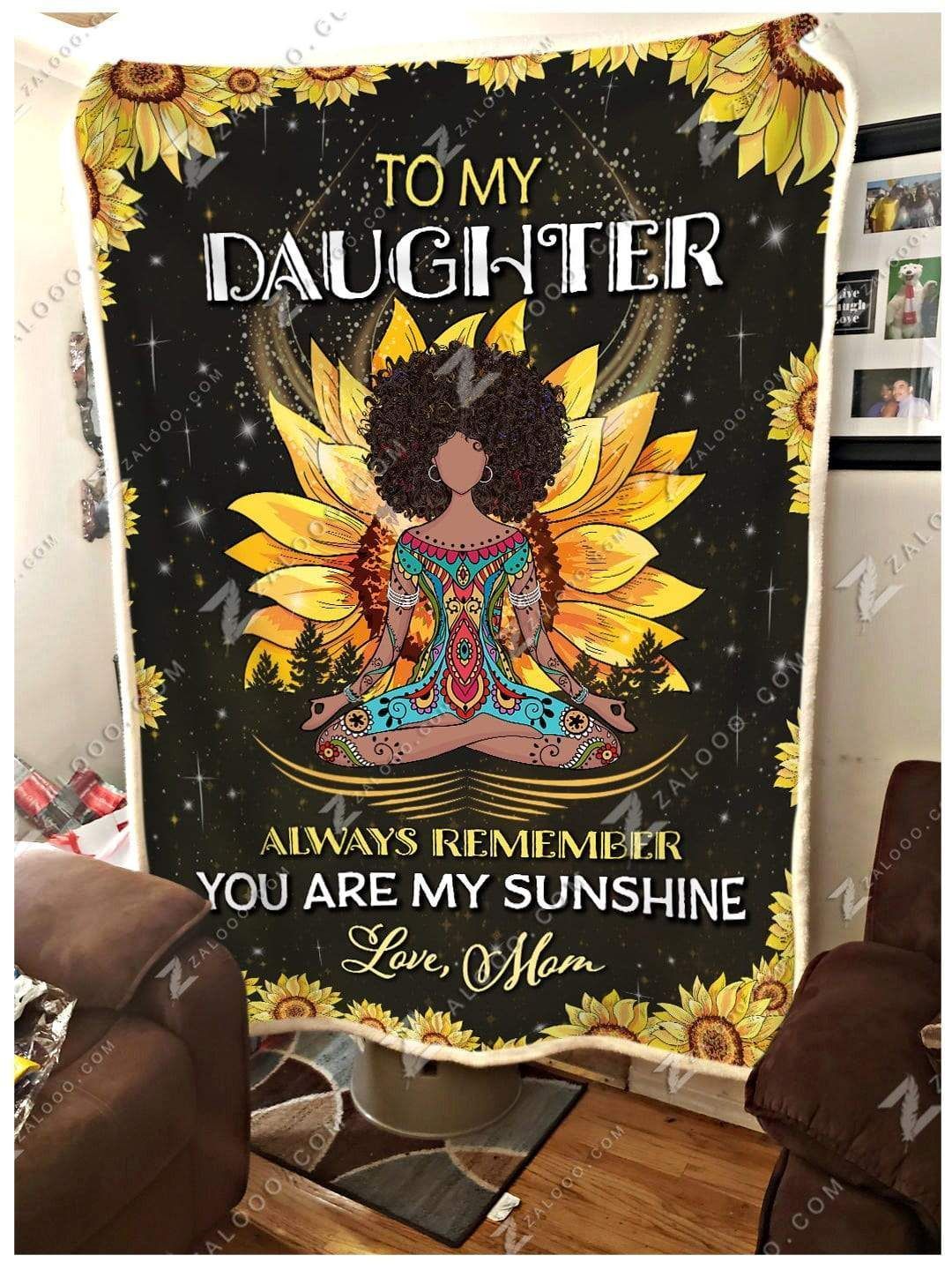 Sunflower Hippie To My Daughter Love Mom Sherpa Fleece Blanket