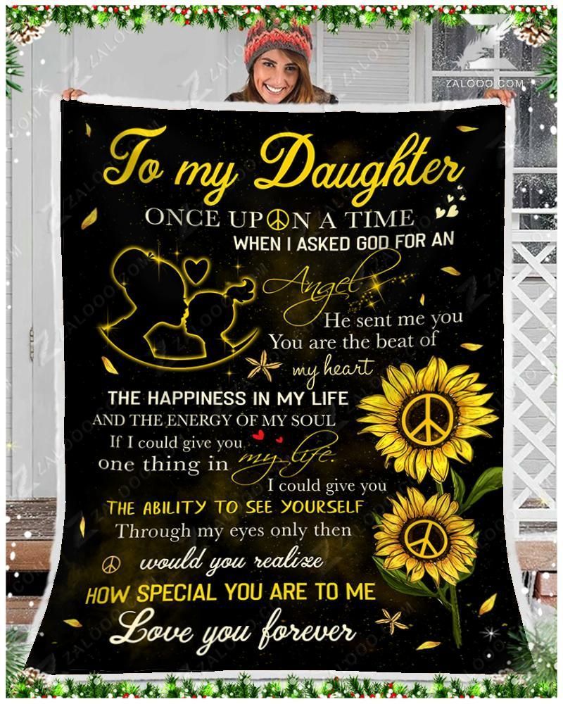 Sunflower Hippie To My Daughter Love You Forever Sherpa Fleece Blanket