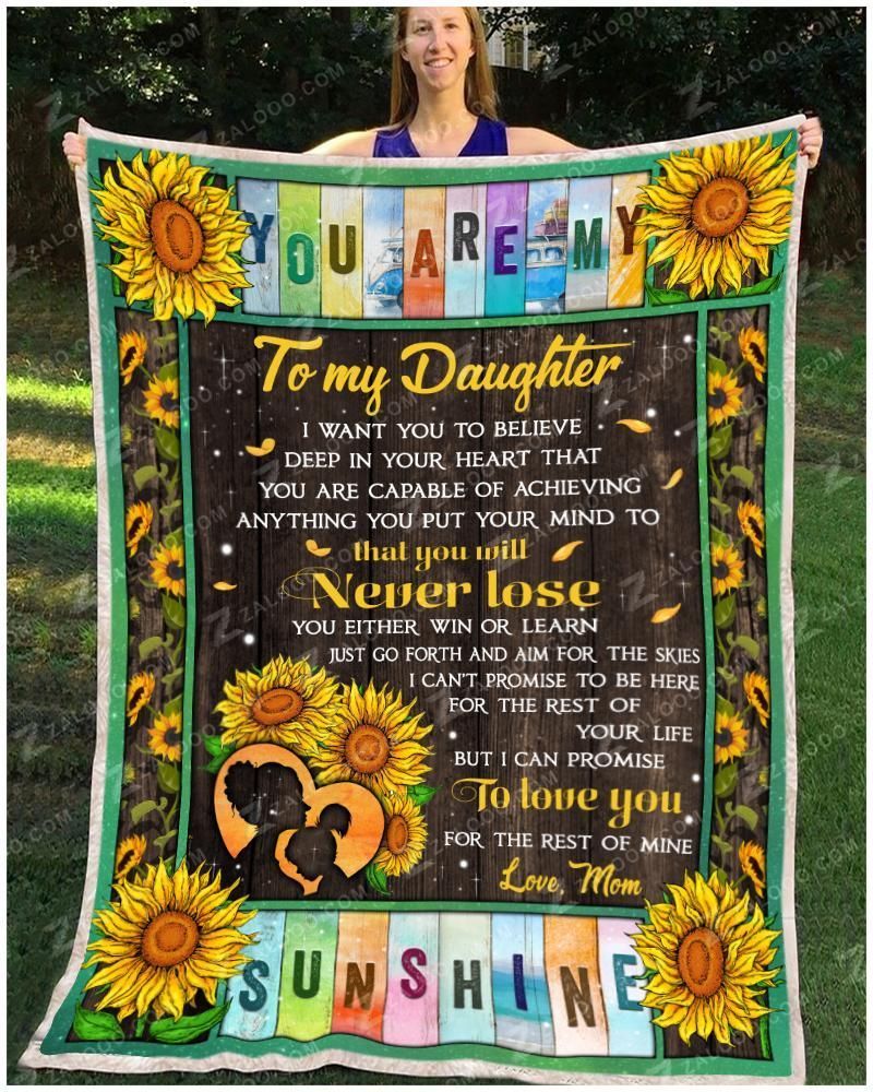 Sunflower Hippie To My Daughter You Are My Sunshine Love Mom Sherpa Fleece Blanket
