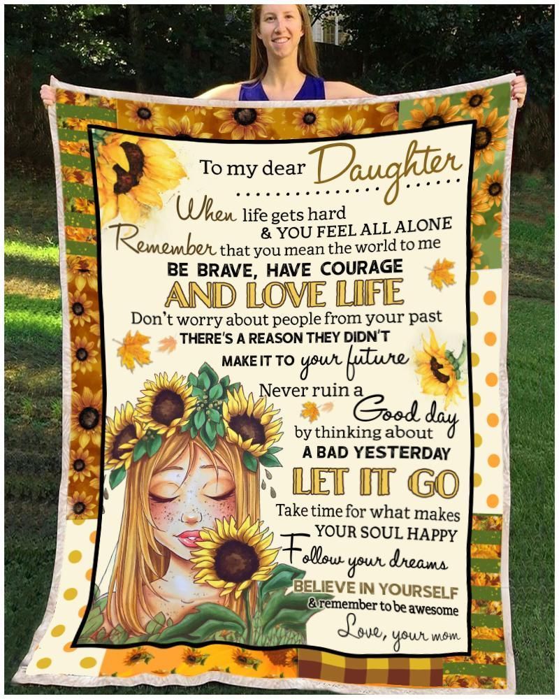 Sunflower Hippie To My Dear Daughter Love Mom Sherpa Fleece Blanket