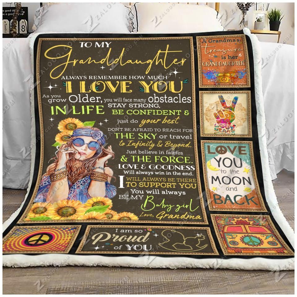 Sunflower Hippie To My Granddaughter Be My Baby Girl Sherpa Fleece Blanket