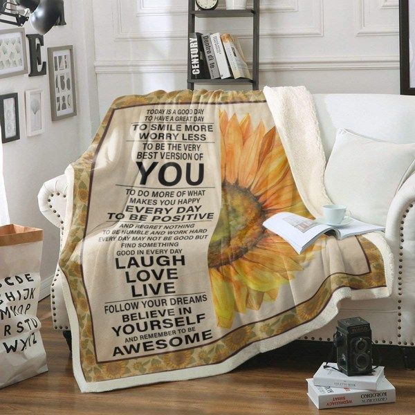 Sunflower Hippie Today Good Day Sherpa Fleece Blanket