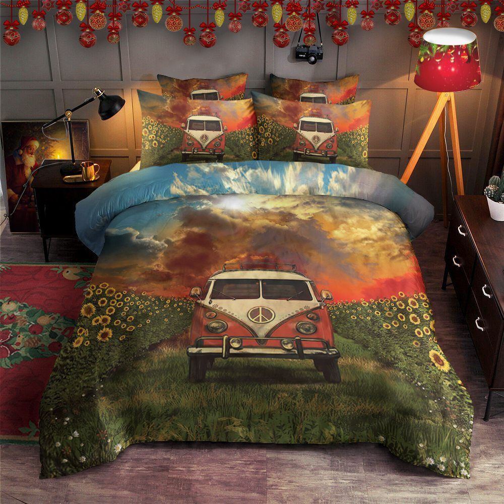 Sunflower Hippie Van Bedding Set