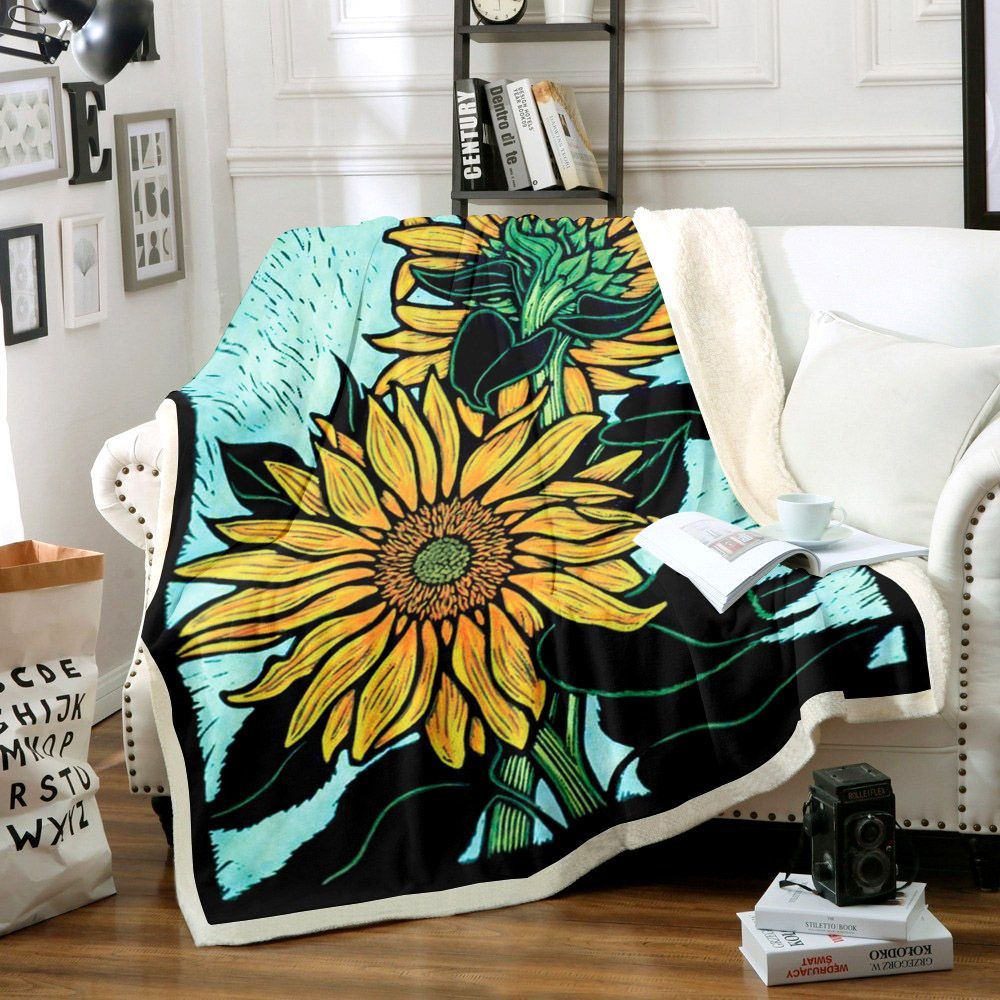 Sunflower Sherpa Fleece Blanket