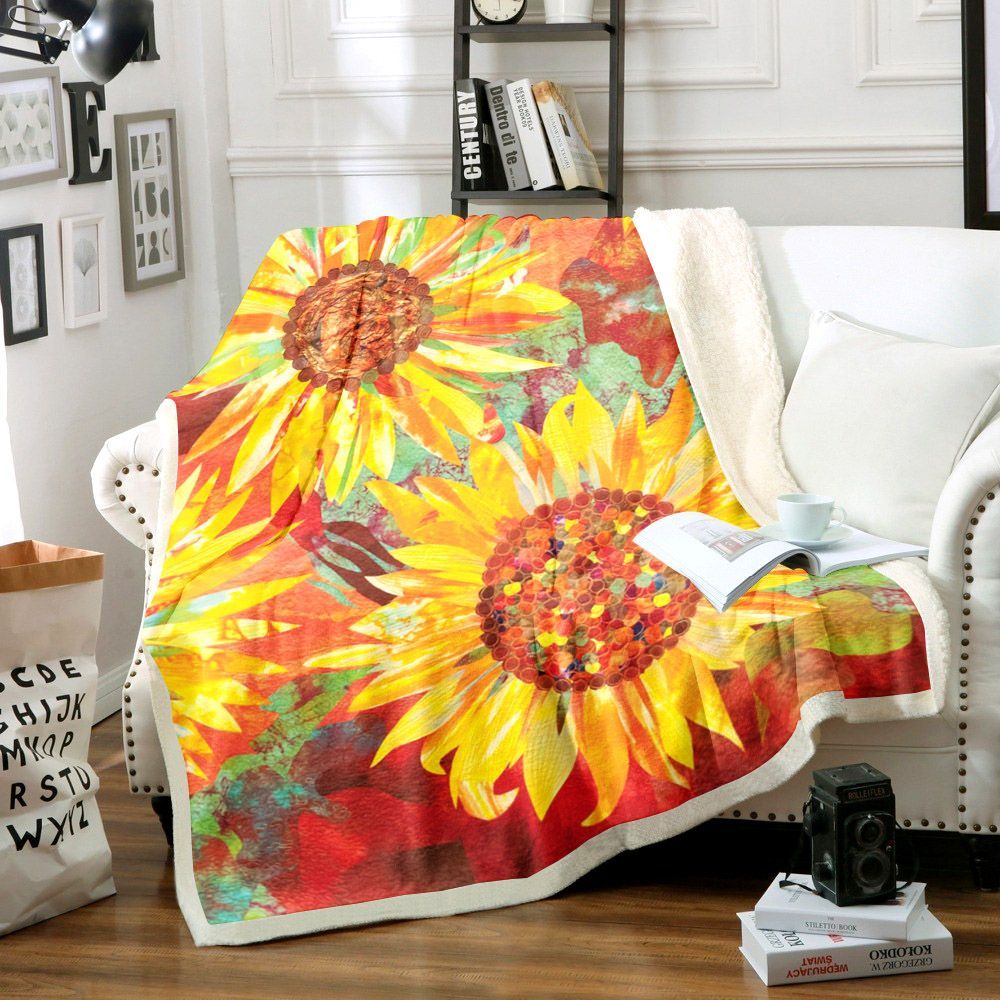 Sunflower Sherpa Fleece Blanket