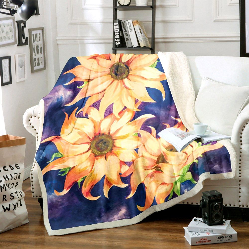Sunflower Sherpa Fleece Blanket
