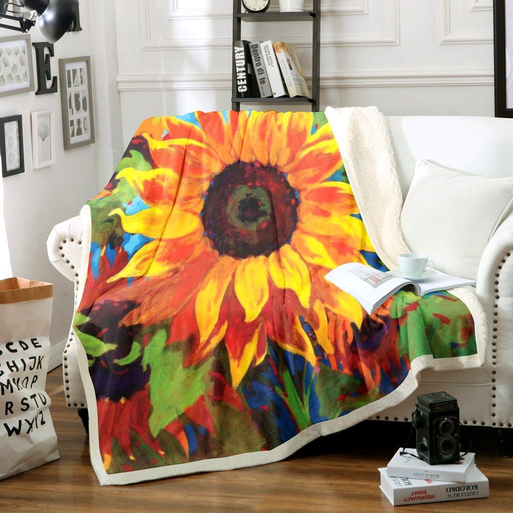 Sunflower Sherpa Fleece Blanket