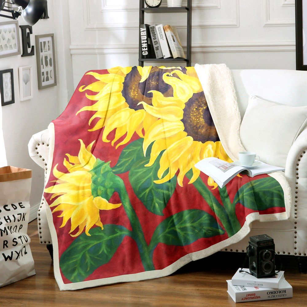 Sunflower Sherpa Fleece Blanket