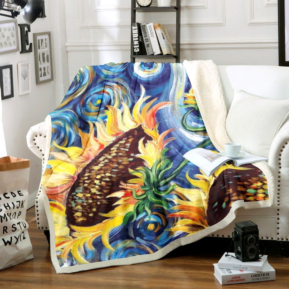 Sunflower Sherpa Fleece Blanket