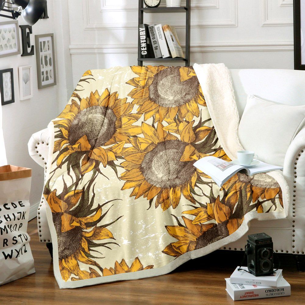 Sunflower Sherpa Fleece Blanket