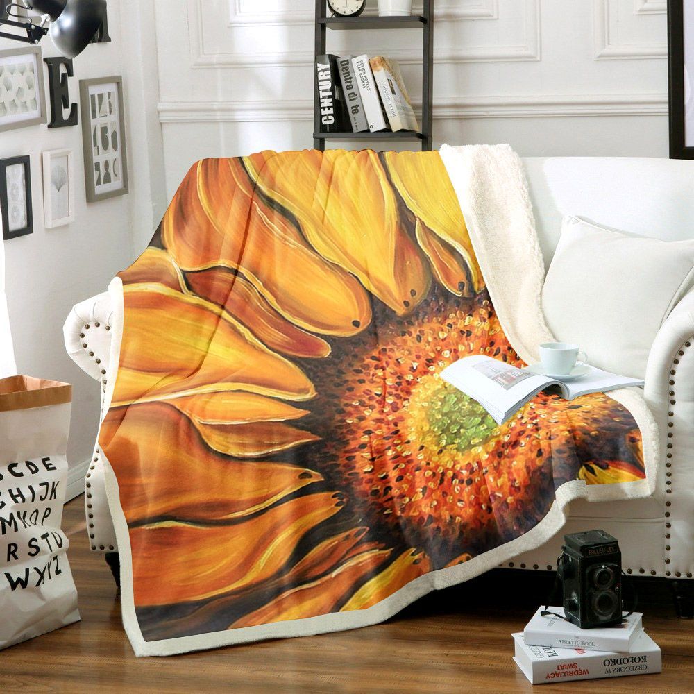 Sunflower Sherpa Fleece Blanket