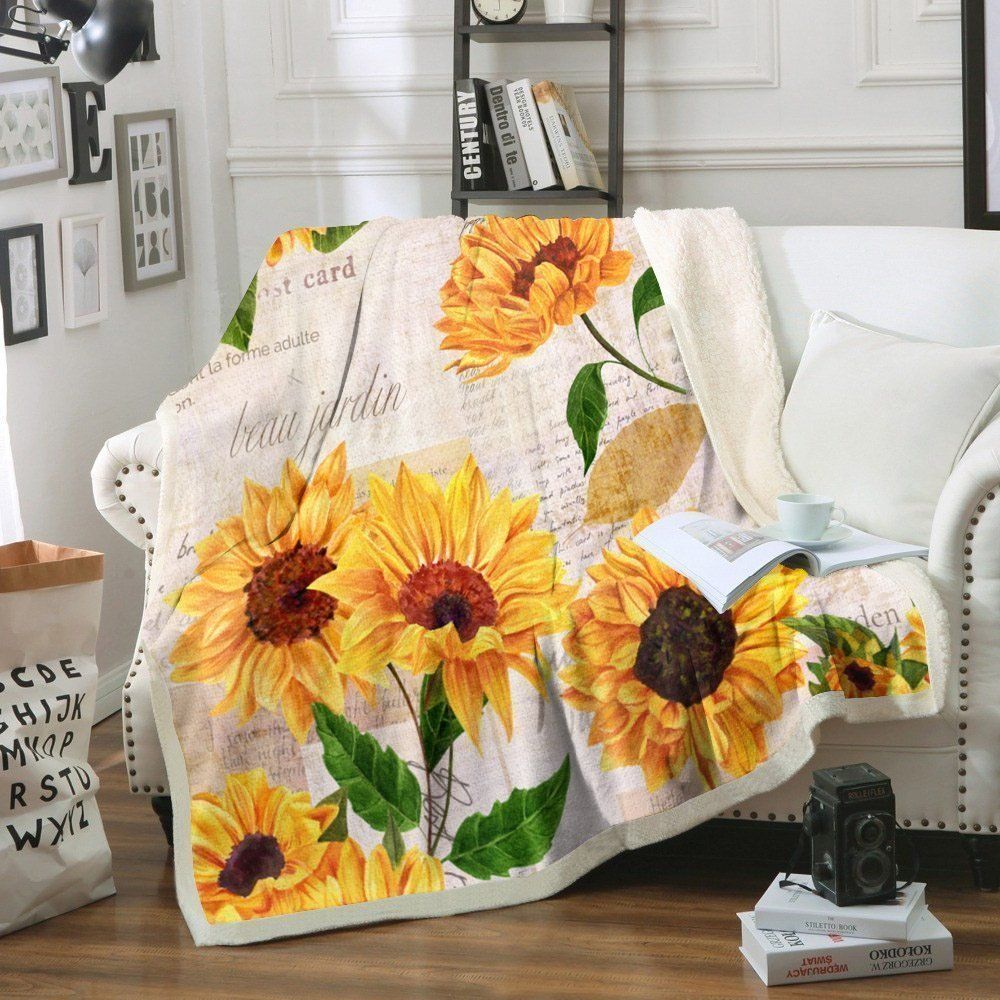 Sunflower Sherpa Fleece Blanket