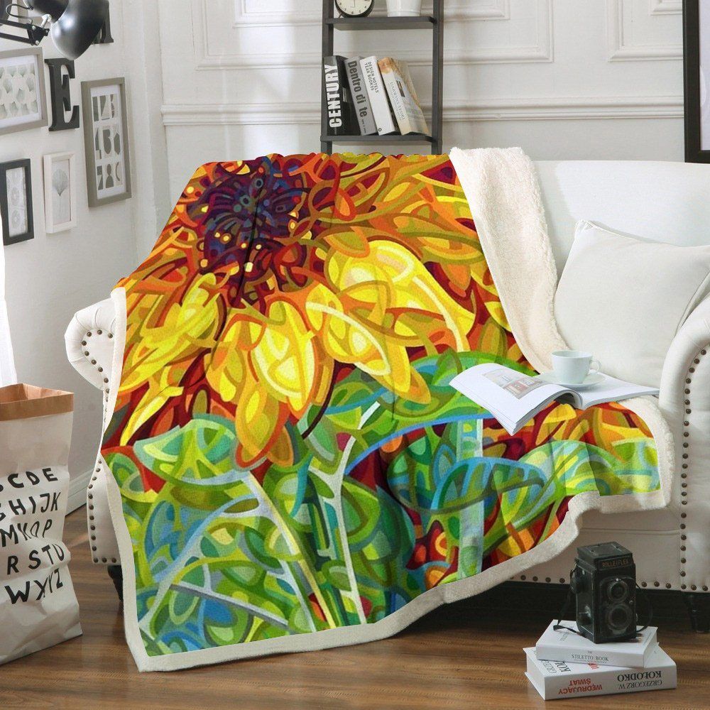 Sunflower Sherpa Fleece Blanket