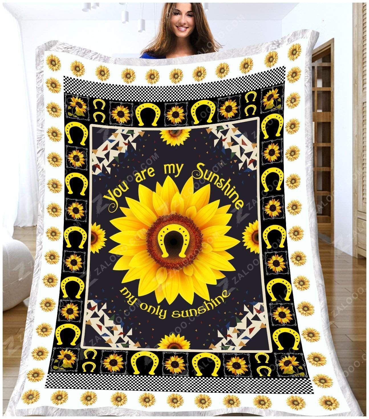 Sunflower Horse Cowboy You Are My Sunshine Sherpa Fleece Blanket