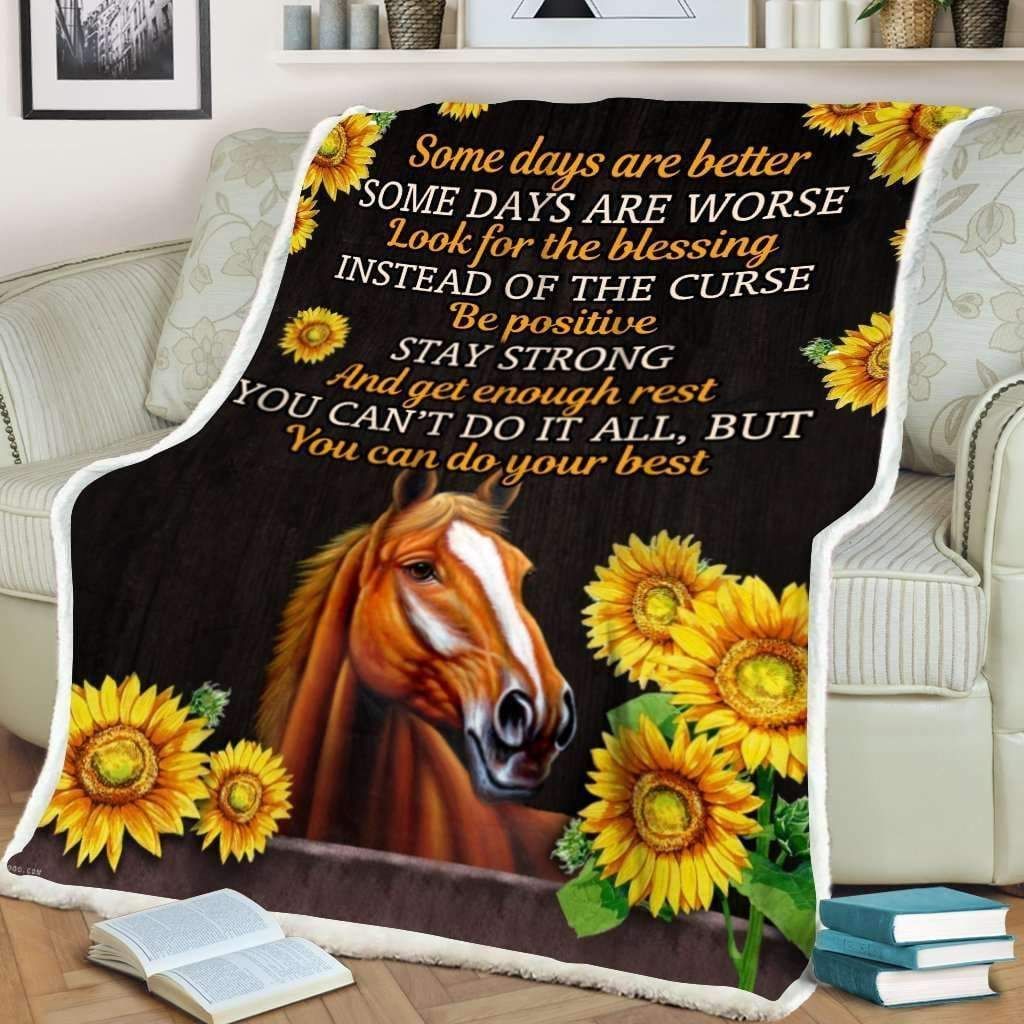 Sunflower Horse Some Days Sherpa Fleece Blanket