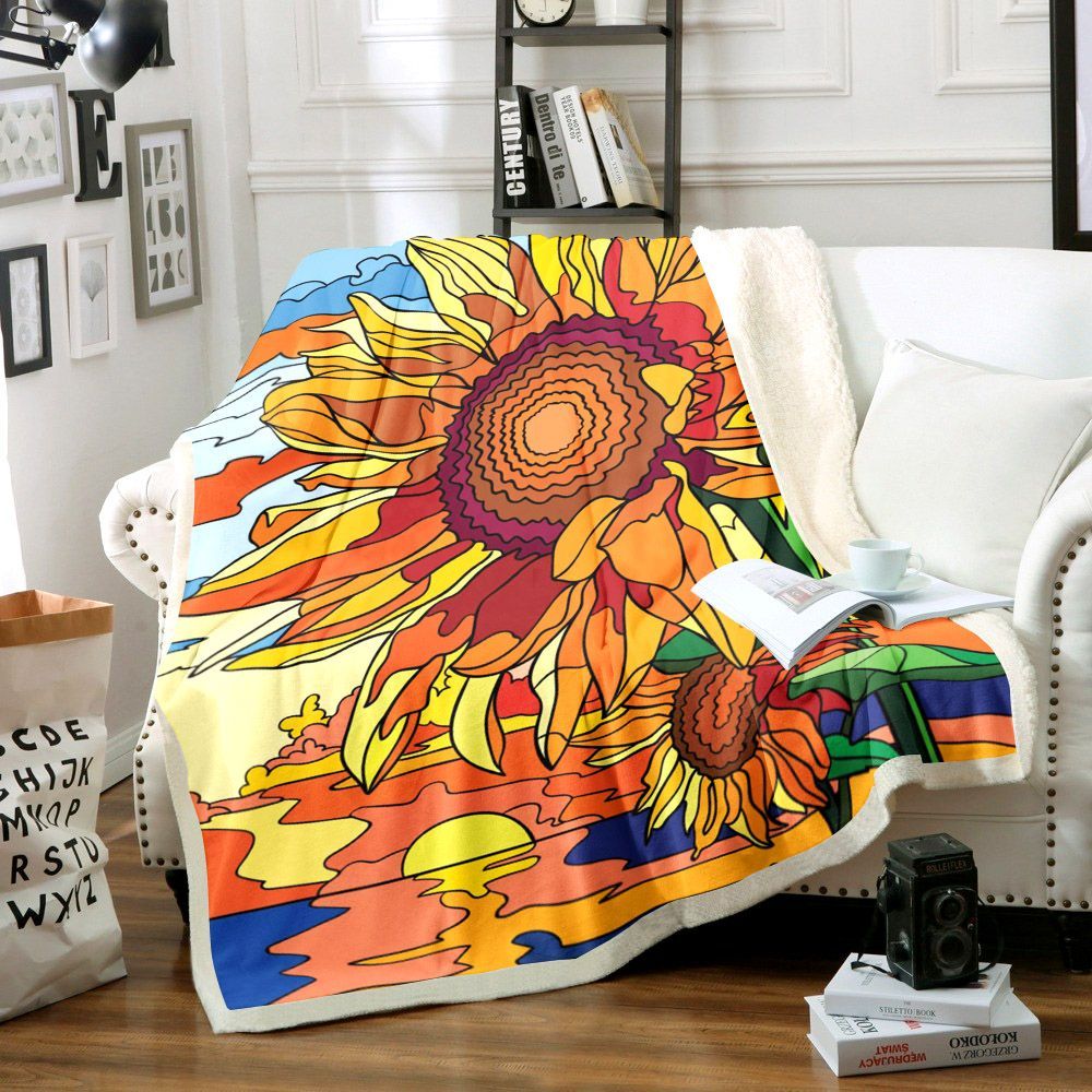 Sunflower Sherpa Fleece Blanket