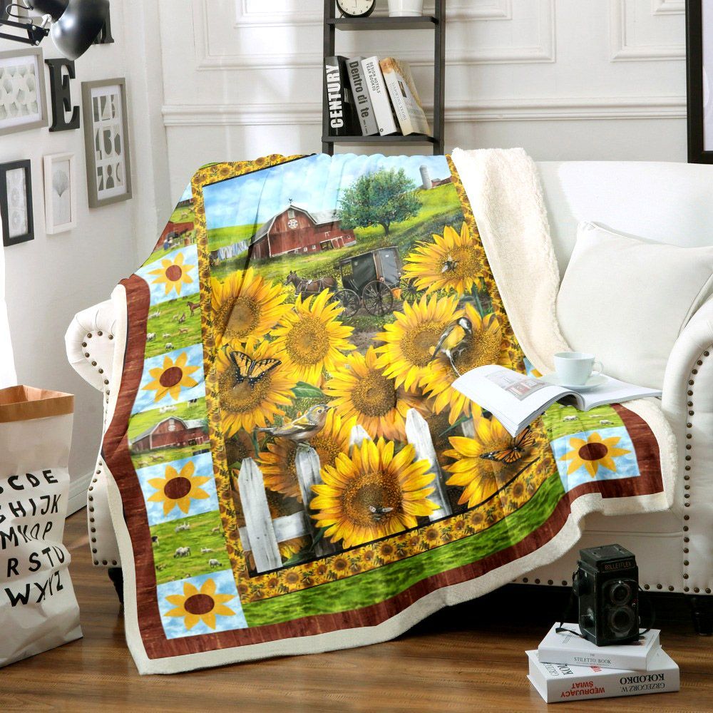 Sunflower Sherpa Fleece Blanket