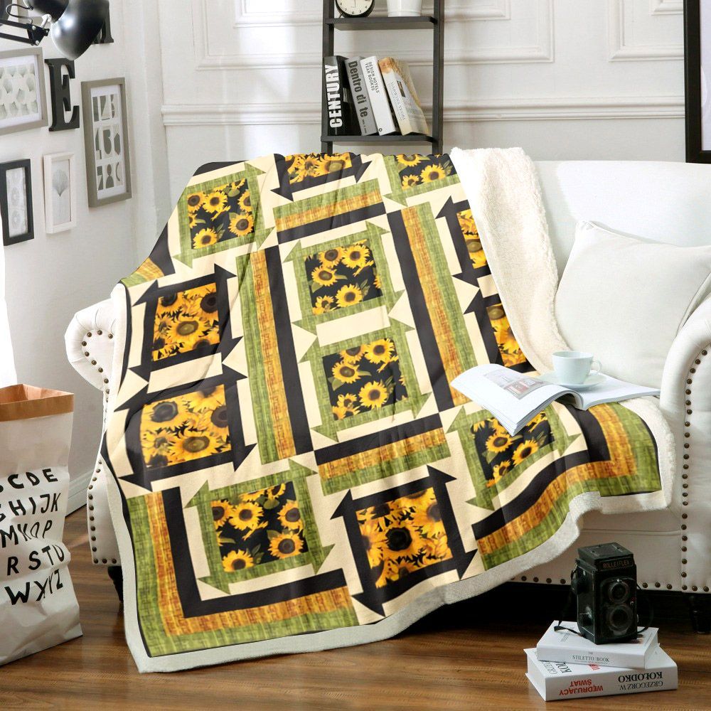 Sunflower Sherpa Fleece Blanket