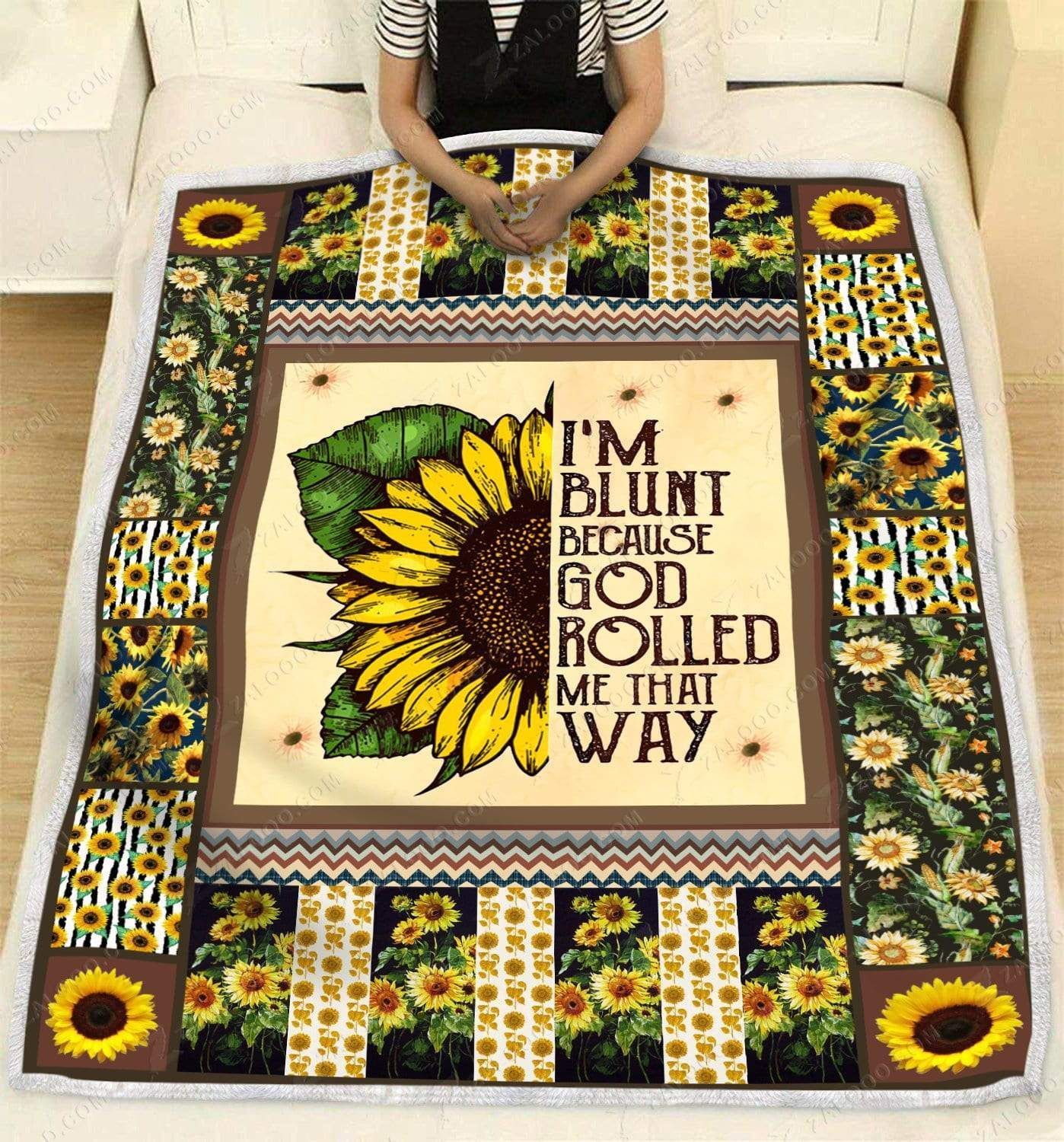Sunflower I Am Blunt Sherpa Fleece Blanket