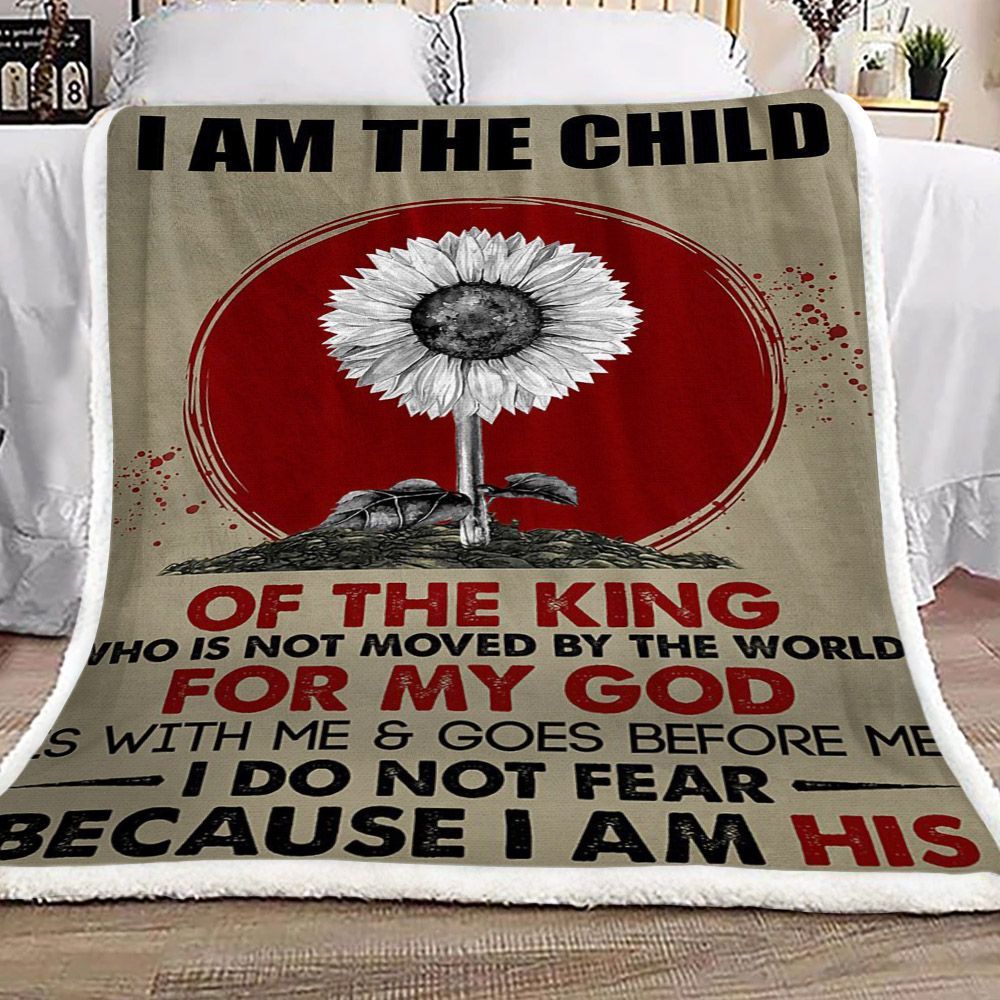 Sunflower I Am The Child Of The King Sherpa Fleece Blanket