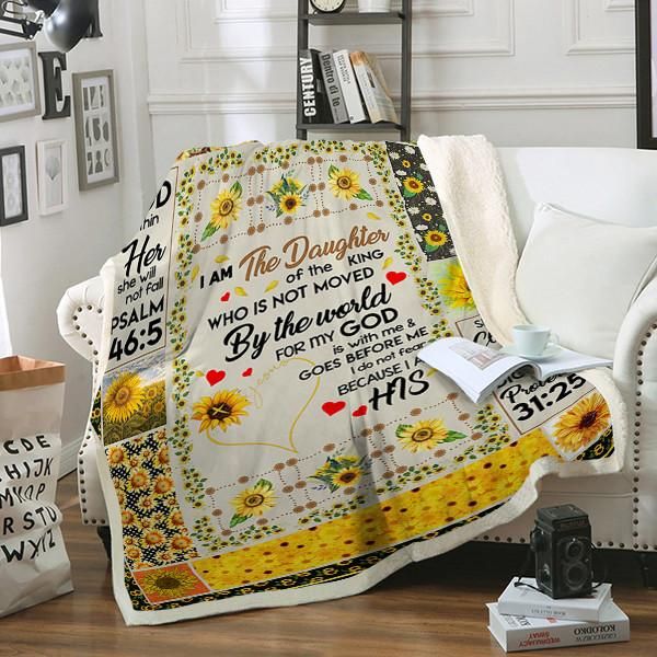 Sunflower I Am The Daughter Sherpa Fleece Blanket