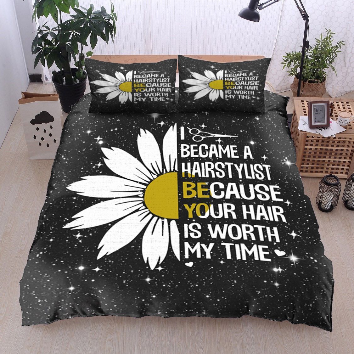 Sunflower I Became A Hairstylist Bedding Set