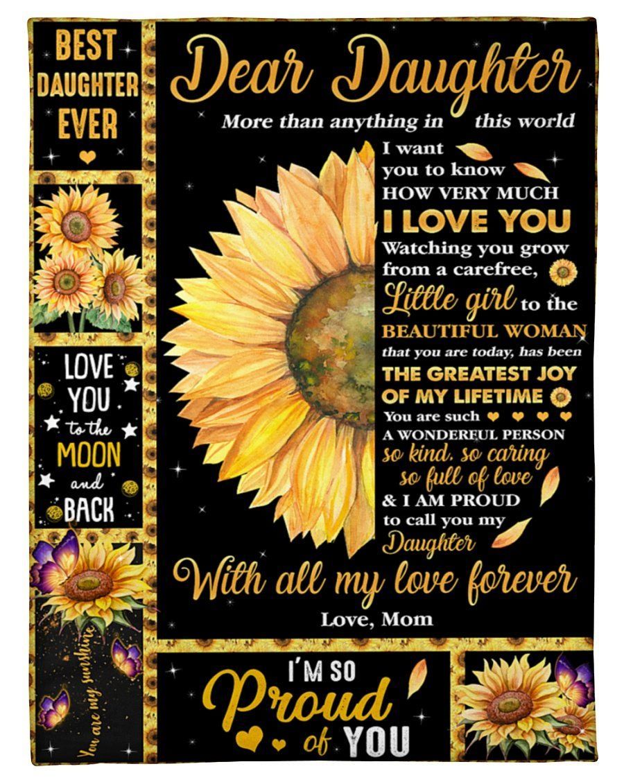 Sunflower I’m Proud To Call You Fleece Blanket Mom To Daughter Fleece Blanket
