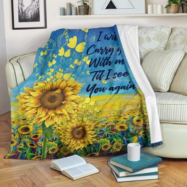 Sunflower I Will Carry You With Me Sherpa Fleece Blanket