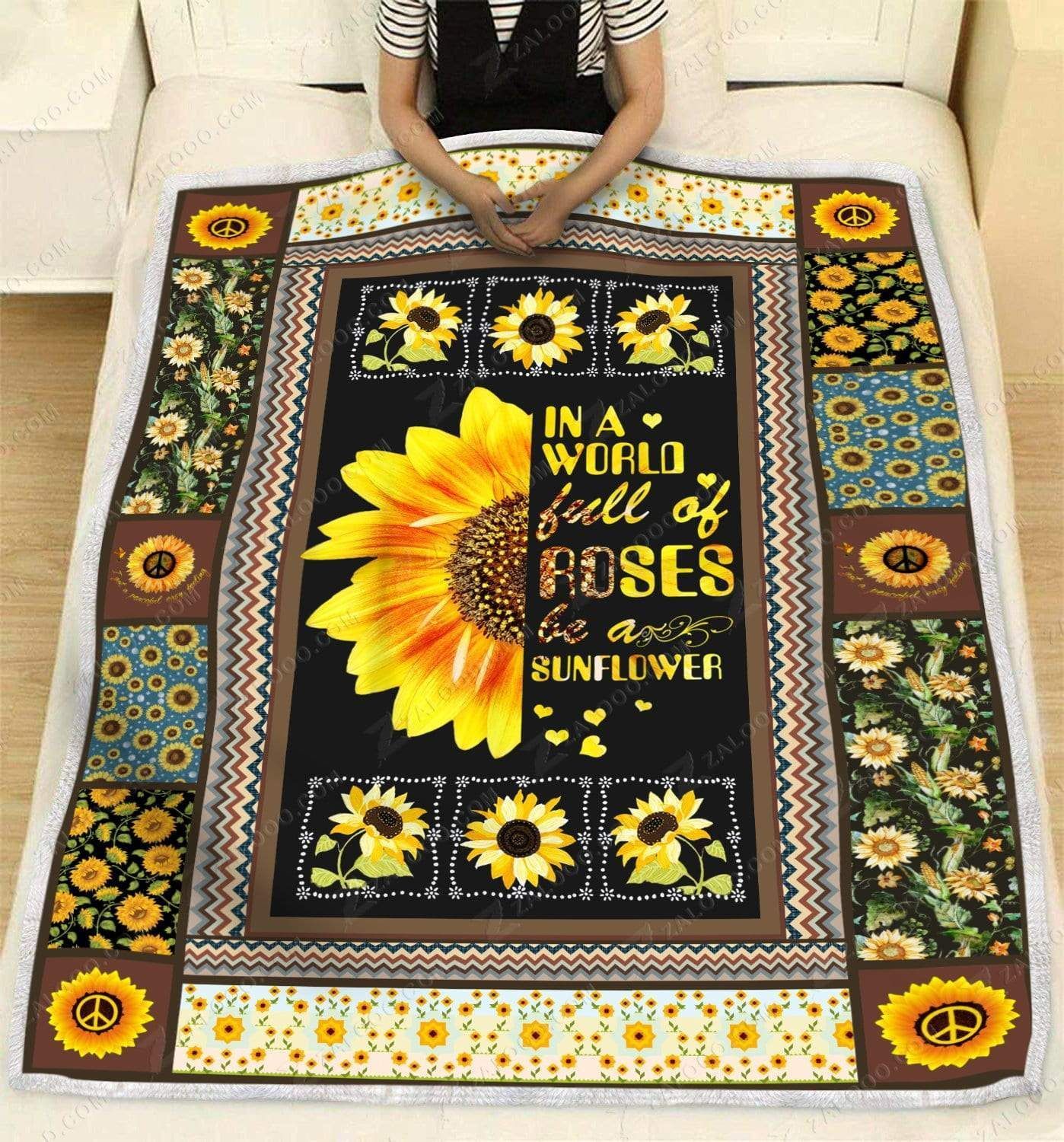 Sunflower In The World Full Of Roses Sherpa Fleece Blanket