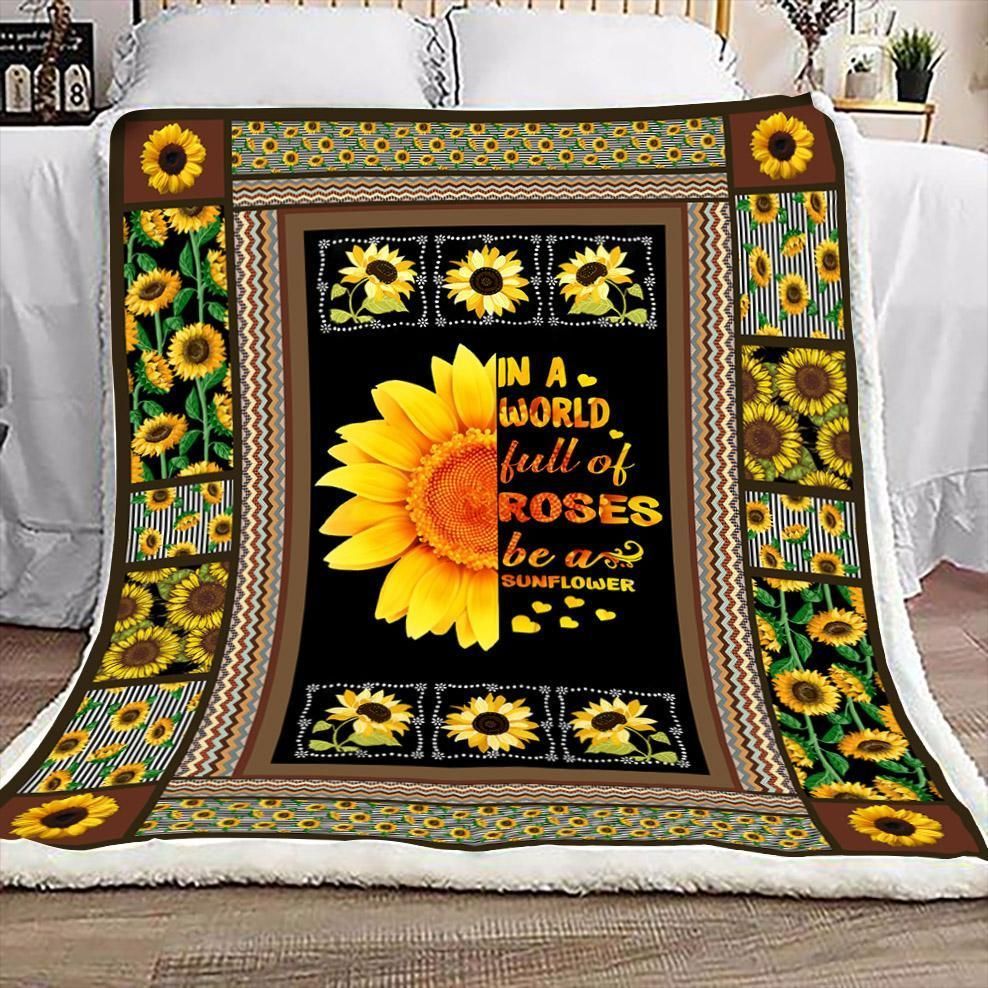 Sunflower In The World Full Of Roses Sherpa Fleece Blanket