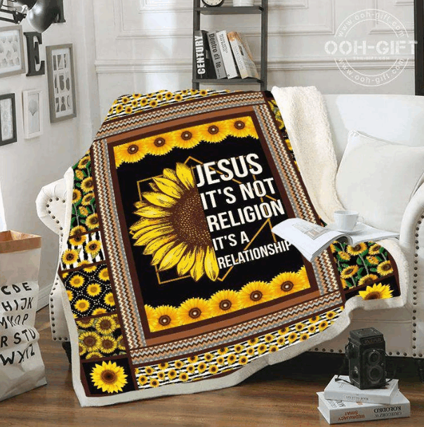Sunflower Jesus Sherpa Fleece Blanket