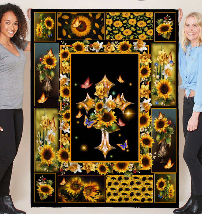 Sunflower Jesus Faith Fleece Blanket