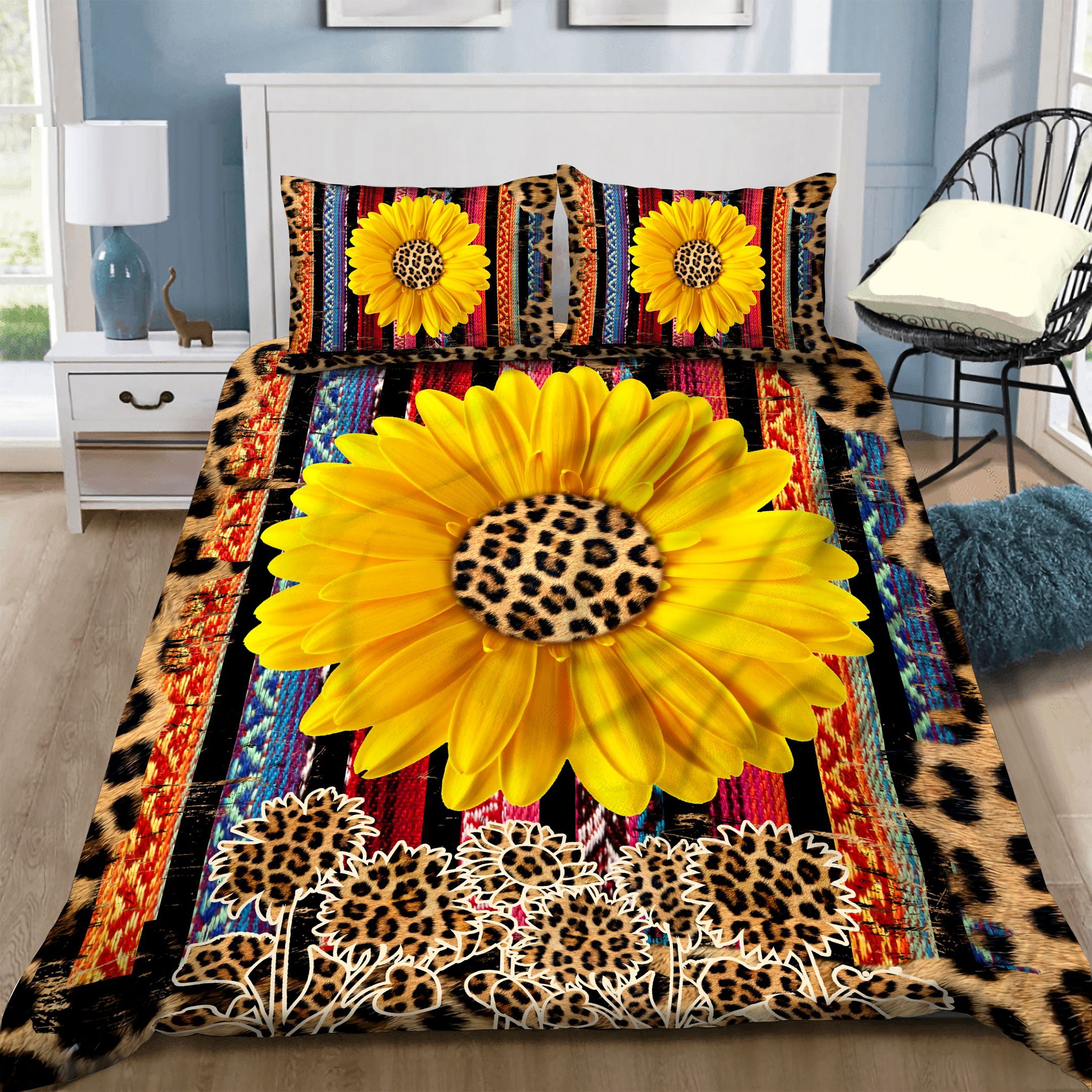 Sunflower Leopard Bedding Set