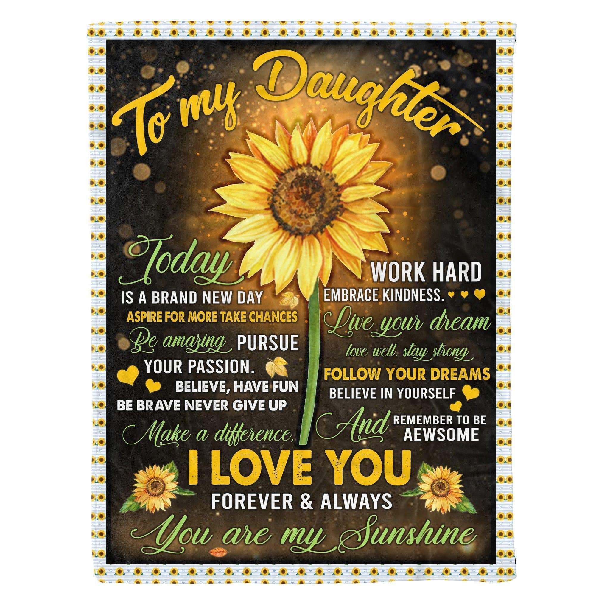 Sunflower Make A Difference Fleece Blanket Gift For Daughter