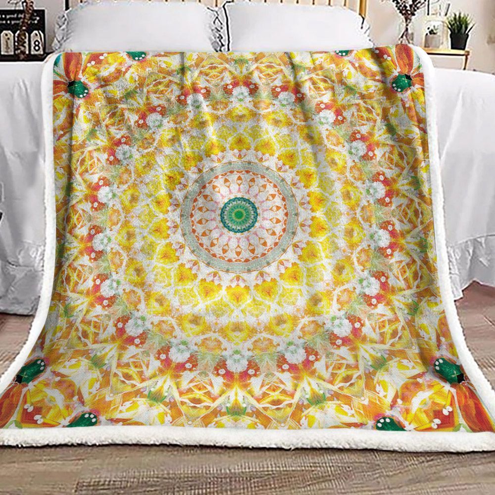 Sunflower Mandala Sherpa Fleece Blanket
