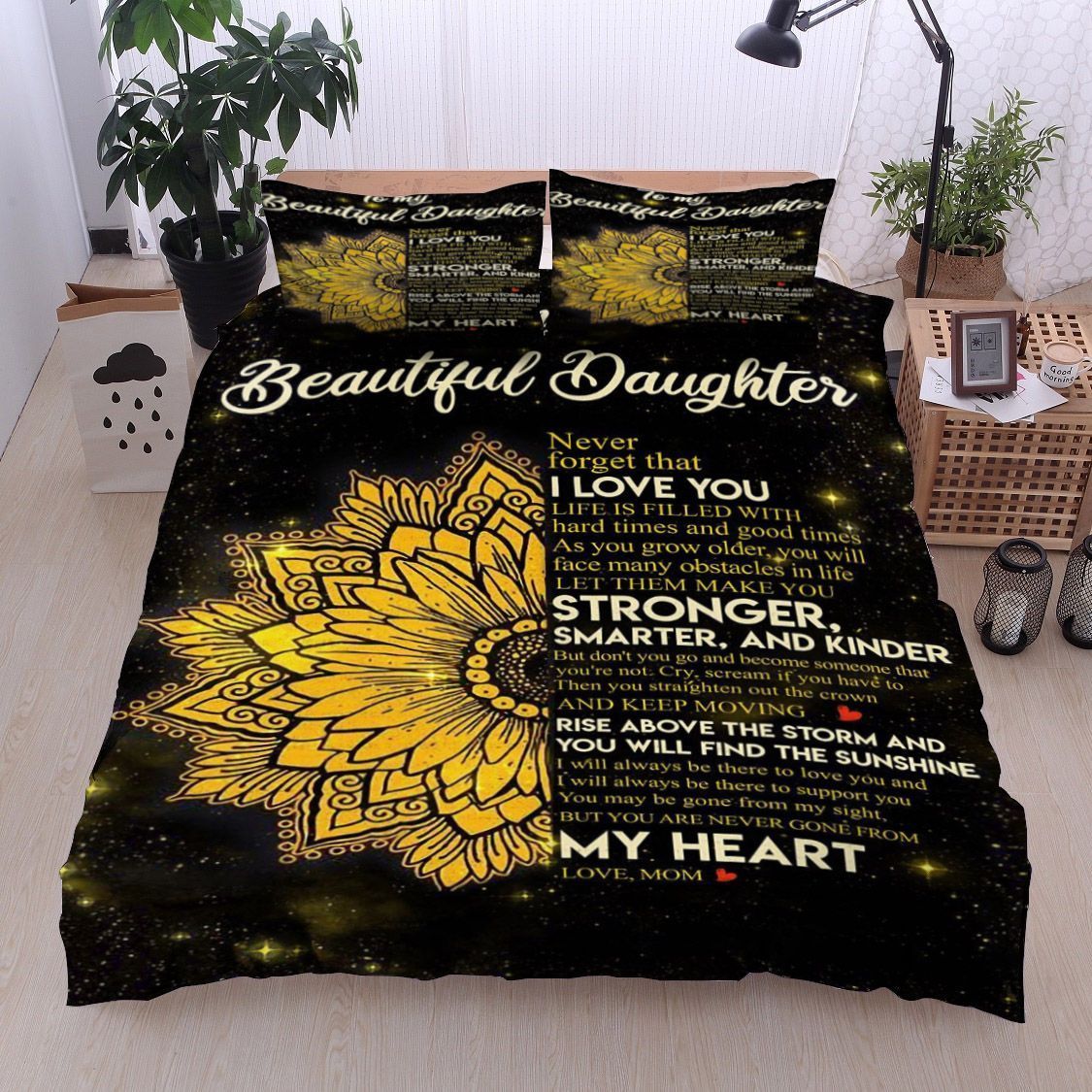Sunflower Mandala To My Beautiful Daughter Love Mom Bedding Set