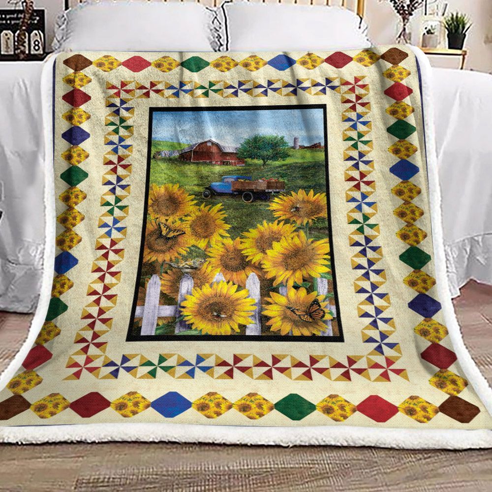 Sunflower Sherpa Fleece Blanket