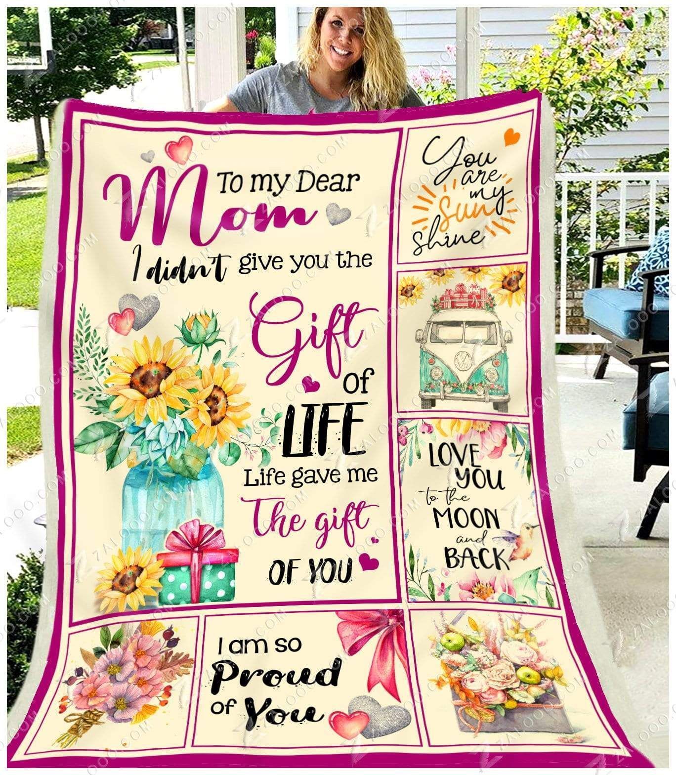 Sunflower Mom Life Gave Me The Gift Of You Sherpa Fleece Blanket