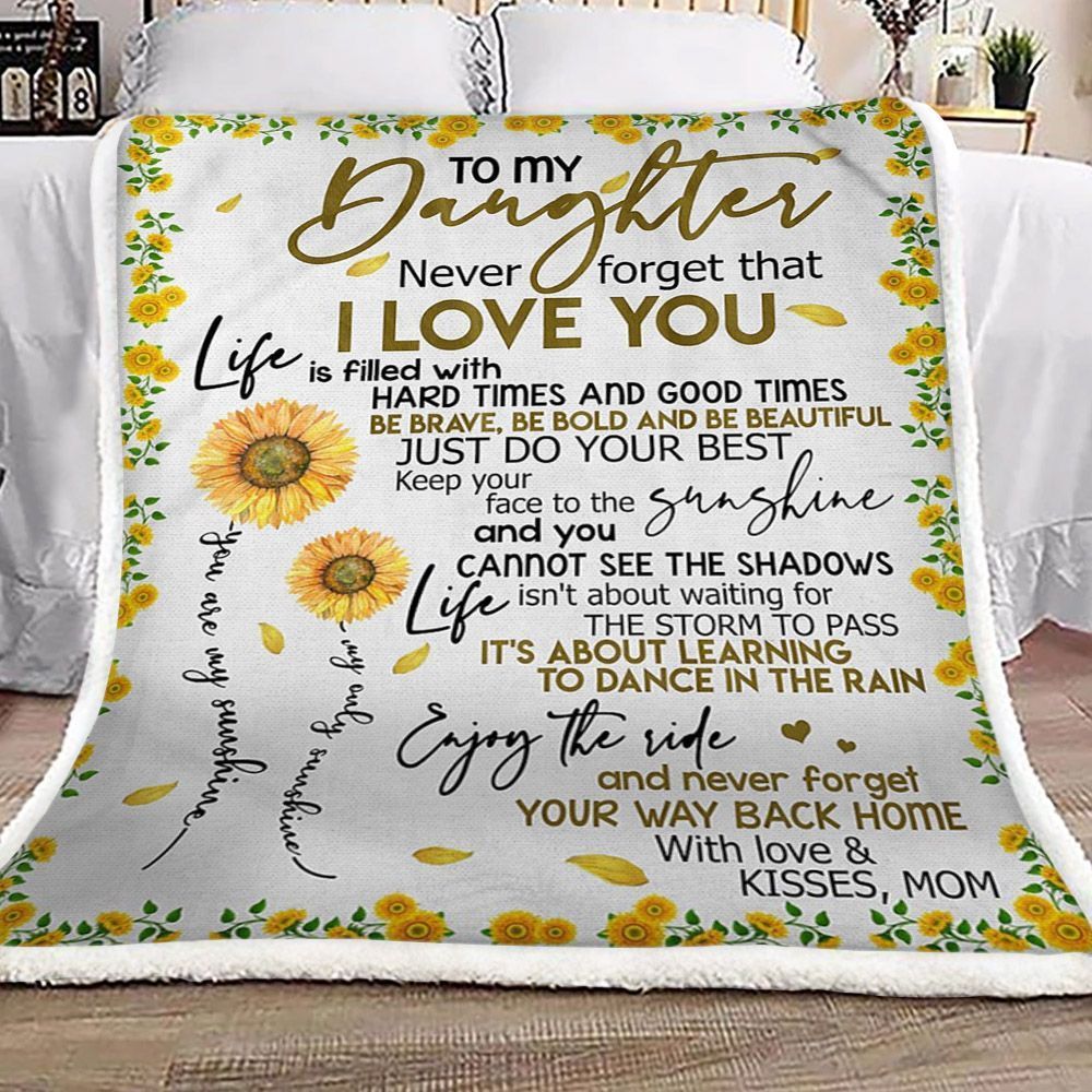 Sunflower Mom To Daughter Sherpa Fleece Blanket