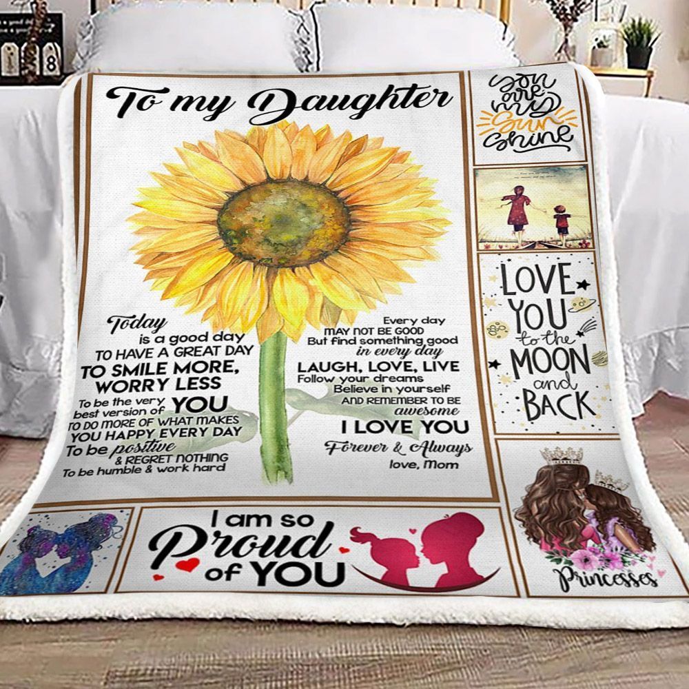 Sunflower Mom To Daughter Sherpa Fleece Blanket