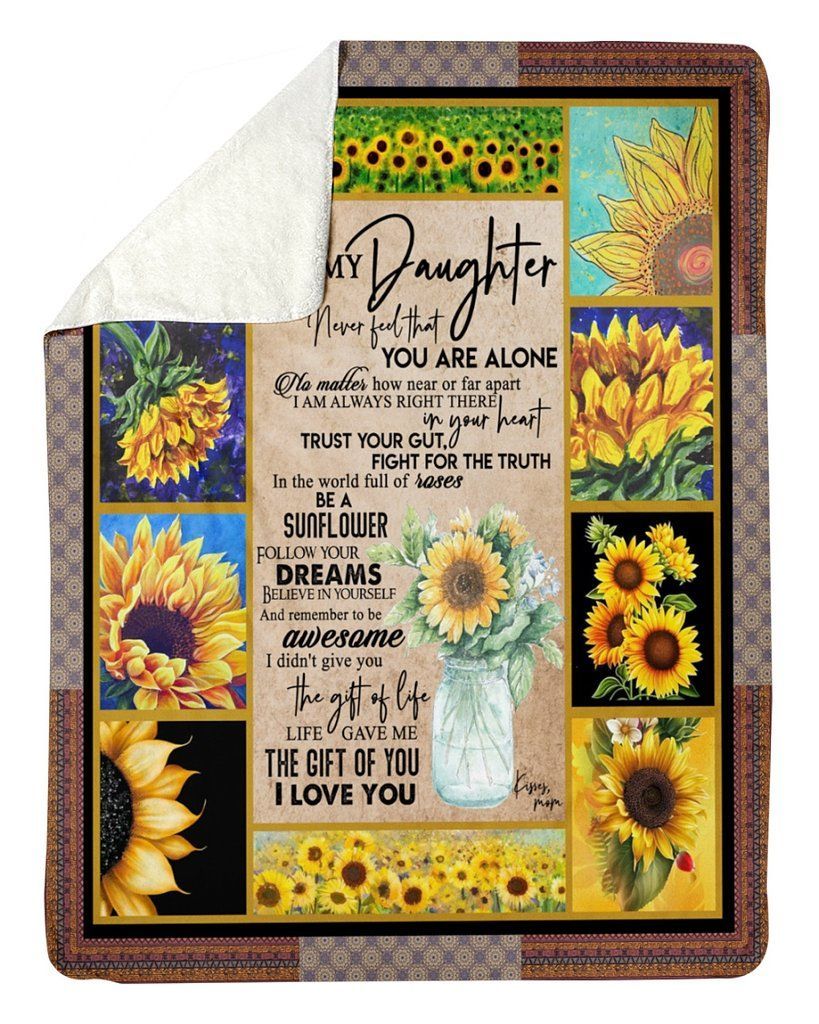 Sunflower Mom To Daughter Sherpa Fleece Blanket