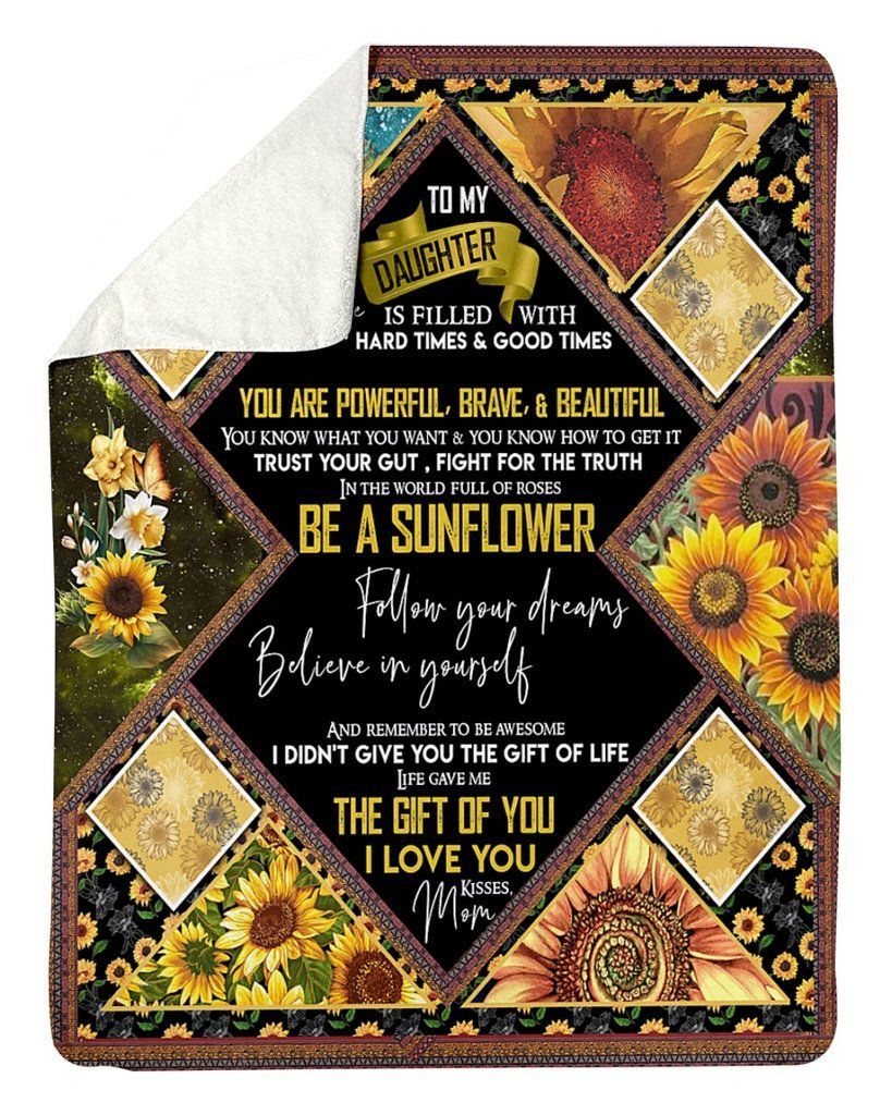 Sunflower Mom To Daughter Sherpa Fleece Blanket
